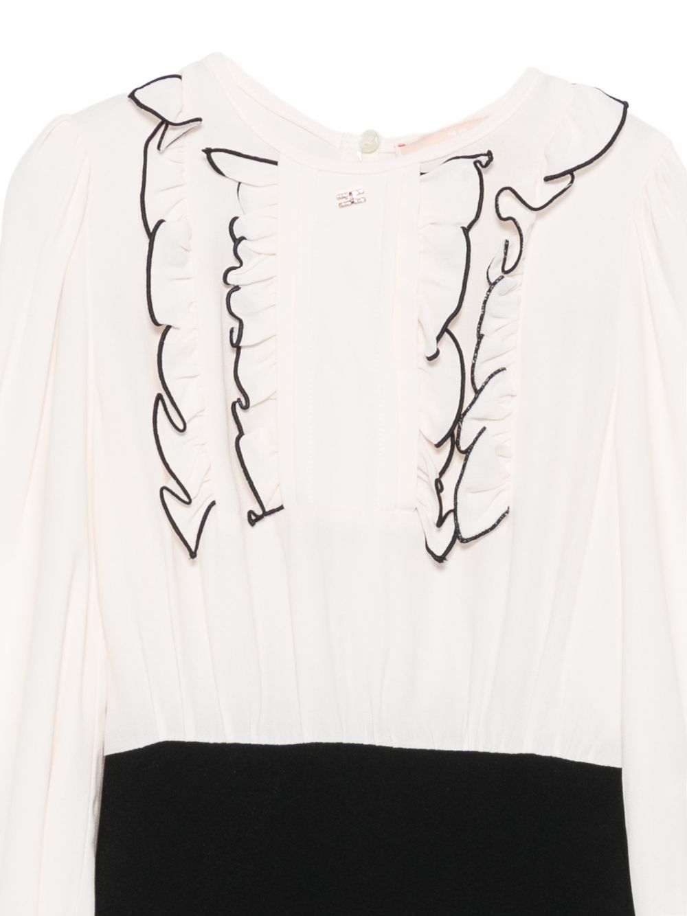 Abito per bambina Elisabetta Franchi La Mia Bambina bianco e nero con dettagli ruches EFAB6890VI011 D759 ElISABETTA FRANCHI KIDS 