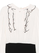 Abito per bambina Elisabetta Franchi La Mia Bambina bianco e nero con dettagli ruches EFAB6890VI011 D759 ElISABETTA FRANCHI KIDS 