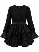 Abito per bambina Elisabetta Franchi La Mia Bambina nero con gonna con ruches EFAB6940NY230 N000 ElISABETTA FRANCHI KIDS 