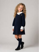Abito per bambina Elisabetta Franchi La Mia Bambina blu con ricamo EFAB6950GA022 4362 ElISABETTA FRANCHI KIDS 