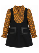 Abito per bambina Elisabetta Franchi La Mia Bambina nero e arancione con monogramma EFAB6990GA022 D642 ElISABETTA FRANCHI KIDS 