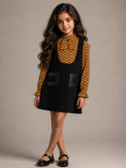 Abito per bambina Elisabetta Franchi La Mia Bambina nero e arancione con monogramma EFAB6990GA022 D642 ElISABETTA FRANCHI KIDS 