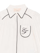 Camicia per bambina Elisabetta Franchi La Mia Bambina beige con bordi a contrasto EFCA2930VI011 0077 ElISABETTA FRANCHI KIDS 