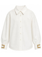 Camicia per bambina Elisabetta Franchi La Mia Bambina bianca con perline EFCA2980CA235 0004 ElISABETTA FRANCHI KIDS 