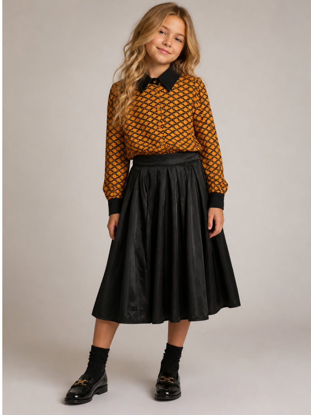 Camicia per bambina Elisabetta Franchi La Mia Bambina multicolore con monogramma all-over EFCA3020VI044 D586 ElISABETTA FRANCHI KIDS 