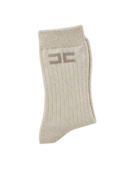 Calzini per bambina Elisabetta Franchi La Mia Bambina beige con trama a coste EFCZ005CTV156 2096 ElISABETTA FRANCHI KIDS 