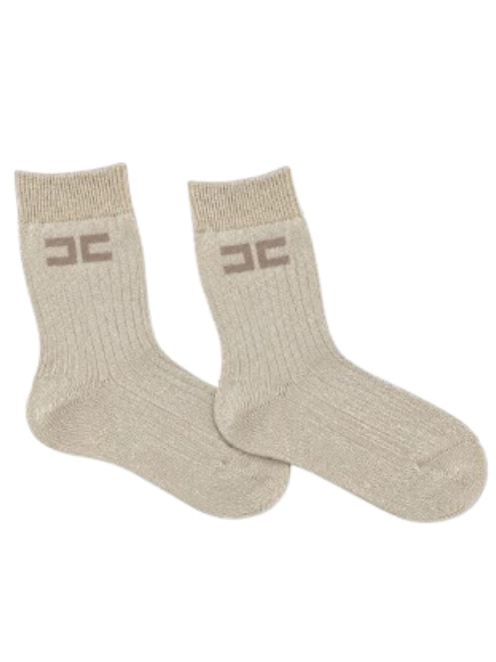 Calzini per bambina Elisabetta Franchi La Mia Bambina beige con trama a coste EFCZ005CTV156 2096 ElISABETTA FRANCHI KIDS 