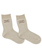 Calzini per bambina Elisabetta Franchi La Mia Bambina beige con trama a coste EFCZ005CTV156 2096 ElISABETTA FRANCHI KIDS 