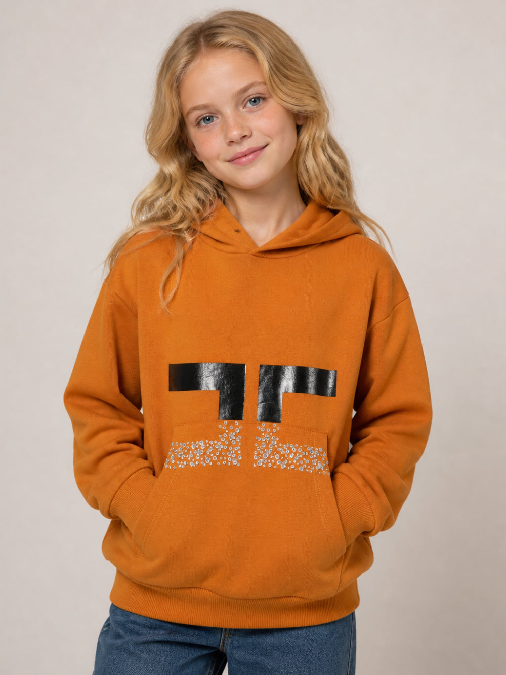 Felpa per bambina Elisabetta Franchi La Mia Bambina marrone con logo sul davanti EFFE177CFF017 7305 ElISABETTA FRANCHI KIDS 