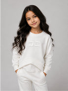 Felpa per bambina Elisabetta Franchi La Mia Bambina Kids bianca con logo sul davanti EFFE185CFF017 0067 ElISABETTA FRANCHI KIDS 