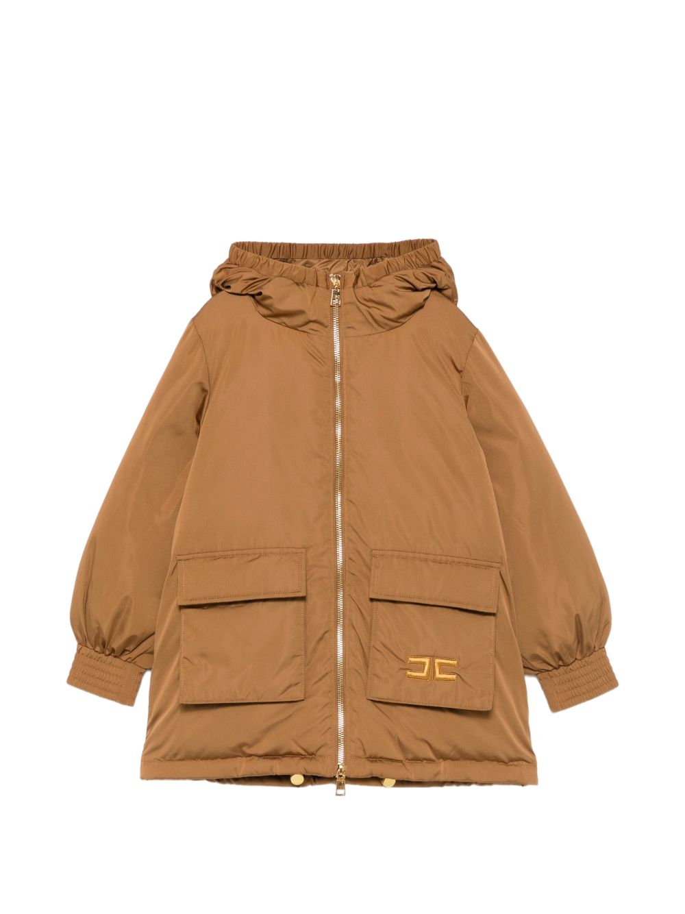 Giubbino per bambina Elisabetta Franchi La Mia Bambina marrone con logo ricamato sul davanti EFGB143CNY043 6037 ElISABETTA FRANCHI KIDS 