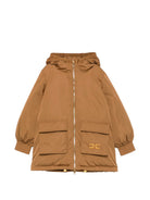 Giubbino per bambina Elisabetta Franchi La Mia Bambina marrone con logo ricamato sul davanti EFGB143CNY043 6037 ElISABETTA FRANCHI KIDS 