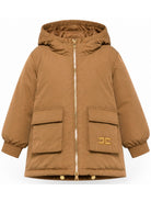 Giubbino per bambina Elisabetta Franchi La Mia Bambina marrone con logo ricamato sul davanti EFGB143CNY043 6037 ElISABETTA FRANCHI KIDS 