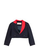 Giacca per bambina Elisabetta Franchi La Mia Bambina blu navy con revers a scialle EFGC0810ML029 4213 ElISABETTA FRANCHI KIDS 