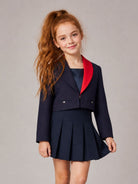 Giacca per bambina Elisabetta Franchi La Mia Bambina blu navy con revers a scialle EFGC0810ML029 4213 ElISABETTA FRANCHI KIDS 