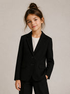 Blazer per bambina Elisabetta Franchi La Mia Bambina nero con due tasche frontali con patta EFGC0840GA022 N000 ElISABETTA FRANCHI KIDS 
