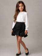 Gonna per bambina Elisabetta Franchi La Mia Bambina nera con design increspato EFGO2360NY230 N000 ElISABETTA FRANCHI KIDS 
