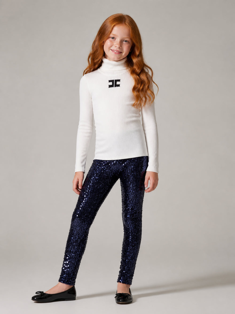 Maglione per bambina Elisabetta Franchi La Mia Bambina bianco con logo ricamato sul davanti EFMA210CFL012 0077 ElISABETTA FRANCHI KIDS 