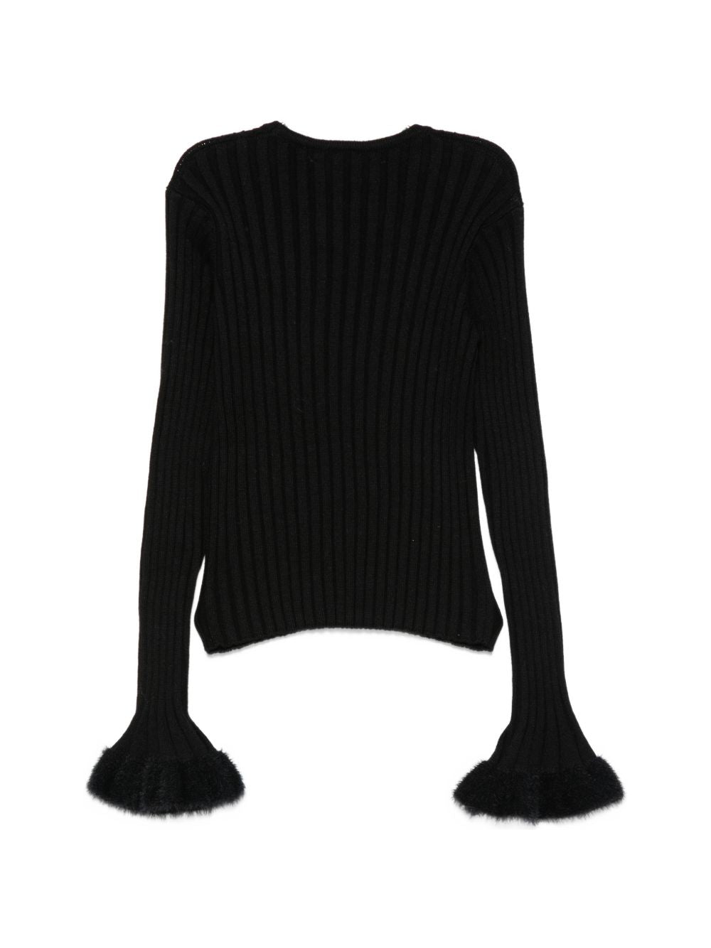 Maglione per bambina Elisabetta Franchi La Mia Bambina nero a coste con bordo in pelliccia sintetica EFMA214CFL040 N000 ElISABETTA FRANCHI KIDS 