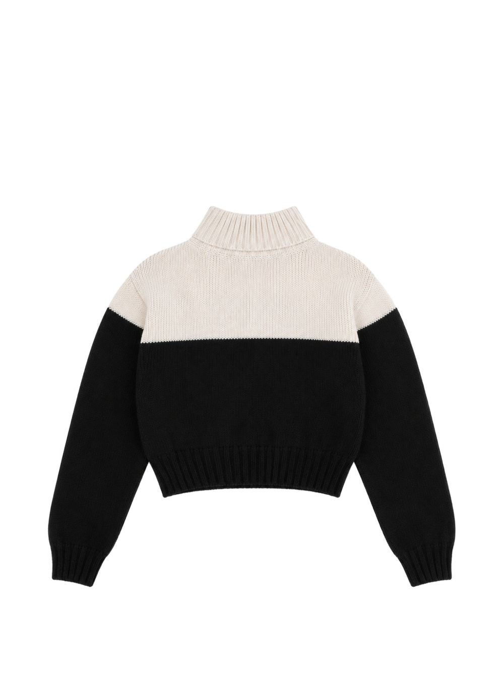 Maglione per bambina Elisabetta Franchi La Mia Bambina bianco e nero con logo ricamato sul davanti EFMA215CFL098 D748 ElISABETTA FRANCHI KIDS 