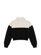 Maglione per bambina Elisabetta Franchi La Mia Bambina bianco e nero con logo ricamato sul davanti EFMA215CFL098 D748 ElISABETTA FRANCHI KIDS 