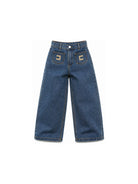 Jeans per bambina Elisabetta Franchi La Mia Bambina blu con placca logo sul davanti EFPA325CDF011 4039 ElISABETTA FRANCHI KIDS 