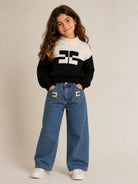 Jeans per bambina Elisabetta Franchi La Mia Bambina blu con placca logo sul davanti EFPA325CDF011 4039 ElISABETTA FRANCHI KIDS 