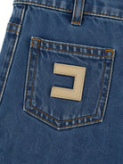 Jeans per bambina Elisabetta Franchi La Mia Bambina blu con placca logo sul davanti EFPA325CDF011 4039 ElISABETTA FRANCHI KIDS 