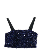 Top per bambina Elisabetta Franchi Kids blu con decorazioni di paillettes EFTO0190TV093 4035 ElISABETTA FRANCHI KIDS 