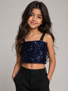 Top per bambina Elisabetta Franchi Kids blu con decorazioni di paillettes EFTO0190TV093 4035 ElISABETTA FRANCHI KIDS 