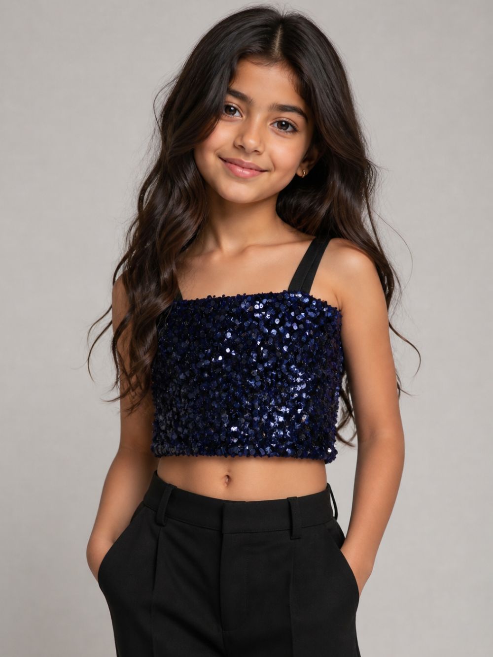 Top per bambina Elisabetta Franchi Kids blu con decorazioni di paillettes EFTO0190TV093 4035 ElISABETTA FRANCHI KIDS 