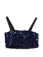Top per bambina Elisabetta Franchi Kids blu con decorazioni di paillettes EFTO0190TV093 4035 ElISABETTA FRANCHI KIDS 