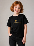 T-shirt per bambina Elisabetta Franchi La Mia Bambina nera con logo sul davanti EFTS267CJE018 N005 ElISABETTA FRANCHI KIDS 