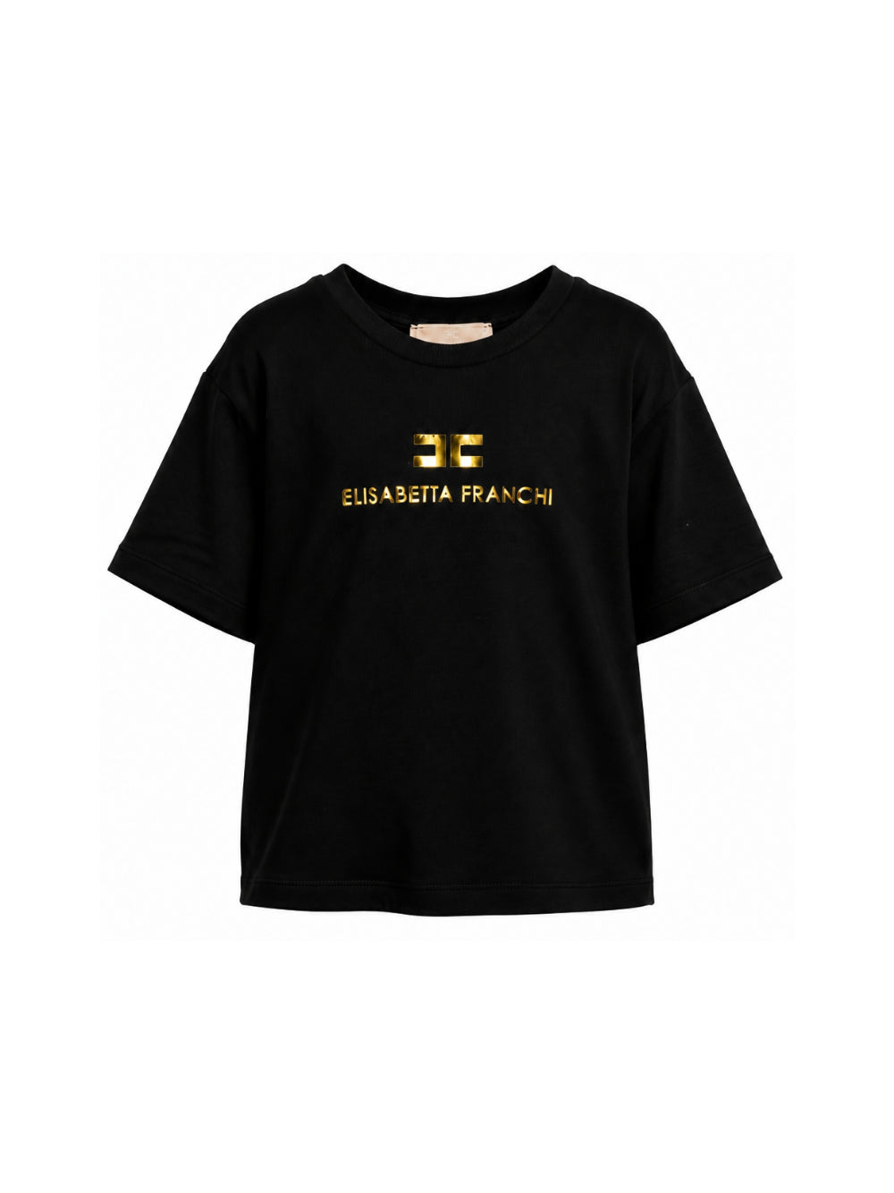 T-shirt per bambina Elisabetta Franchi La Mia Bambina nera con logo sul davanti EFTS267CJE018 N005 ElISABETTA FRANCHI KIDS 