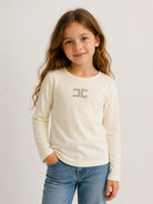 T-shirt per bambina Elisabetta Franchi La Mia Bambina bianca con logo sul davanti EFTS273CJE018 0004 ElISABETTA FRANCHI KIDS 