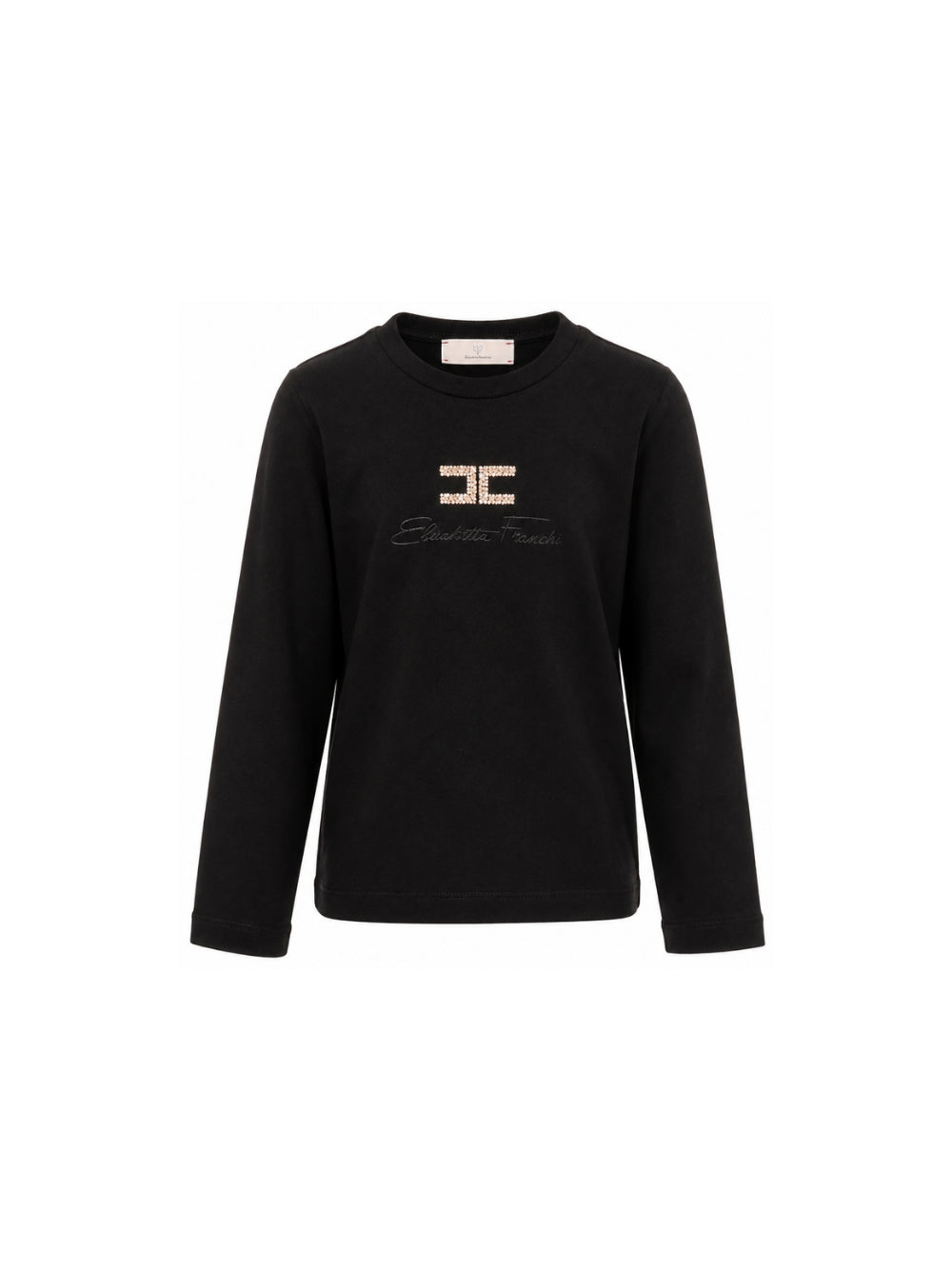 T-shirt per bambina Elisabetta Franchi La Mia Bambina nera con logo decorato EFTS273CJE018 N000 ElISABETTA FRANCHI KIDS 