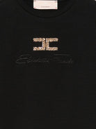 T-shirt per bambina Elisabetta Franchi La Mia Bambina nera con logo decorato EFTS273CJE018 N000 ElISABETTA FRANCHI KIDS 