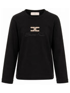 T-shirt per bambina Elisabetta Franchi La Mia Bambina nera con logo decorato EFTS273CJE018 N000 ElISABETTA FRANCHI KIDS 