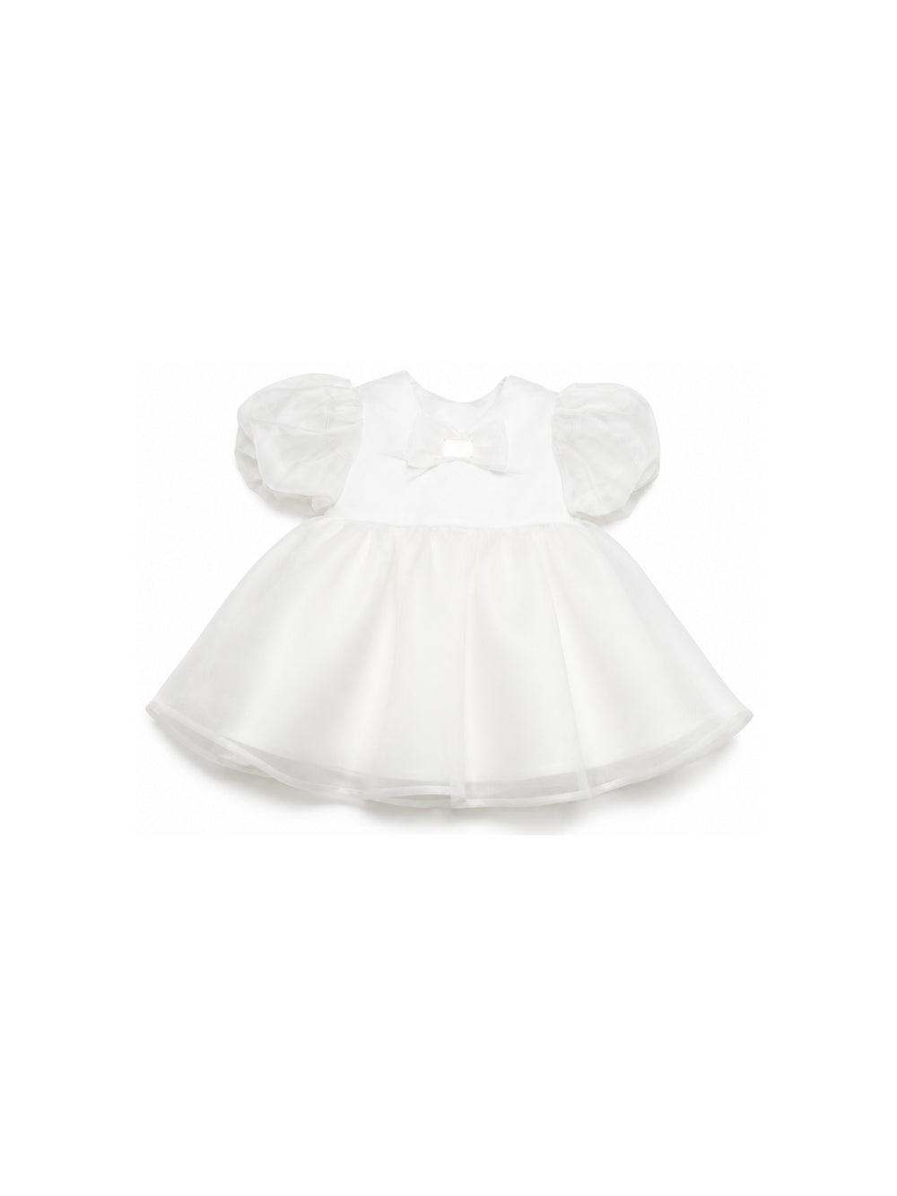 Abito per neonata Elisabetta Franchi La Mia Bambina bianco a sbuffo con dettaglio fiocco EGAB2420OR037 0004 ElISABETTA FRANCHI KIDS 