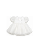 Abito per neonata Elisabetta Franchi La Mia Bambina bianco a sbuffo con dettaglio fiocco EGAB2420OR037 0004 ElISABETTA FRANCHI KIDS 