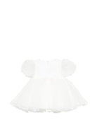 Abito per neonata Elisabetta Franchi La Mia Bambina bianco a sbuffo con dettaglio fiocco EGAB2420OR037 0004 ElISABETTA FRANCHI KIDS 