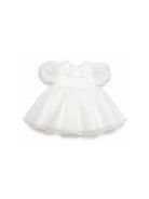 Abito per neonata Elisabetta Franchi La Mia Bambina bianco a sbuffo con dettaglio fiocco EGAB2420OR037 0004 ElISABETTA FRANCHI KIDS 