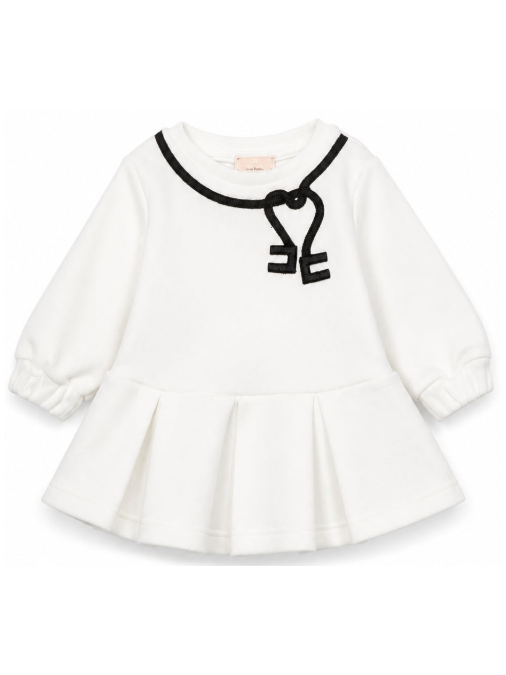 Abito midi per neonata Elisabetta Franchi La Mia Bambina bianco con ricamo logo EGAB253CFF017 0077 ElISABETTA FRANCHI KIDS 