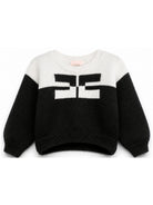 Maglione per neonata Elisabetta Franchi La Mia Bambina bianco e nero con design color-block EGMA053CFL098 0759 ElISABETTA FRANCHI KIDS 
