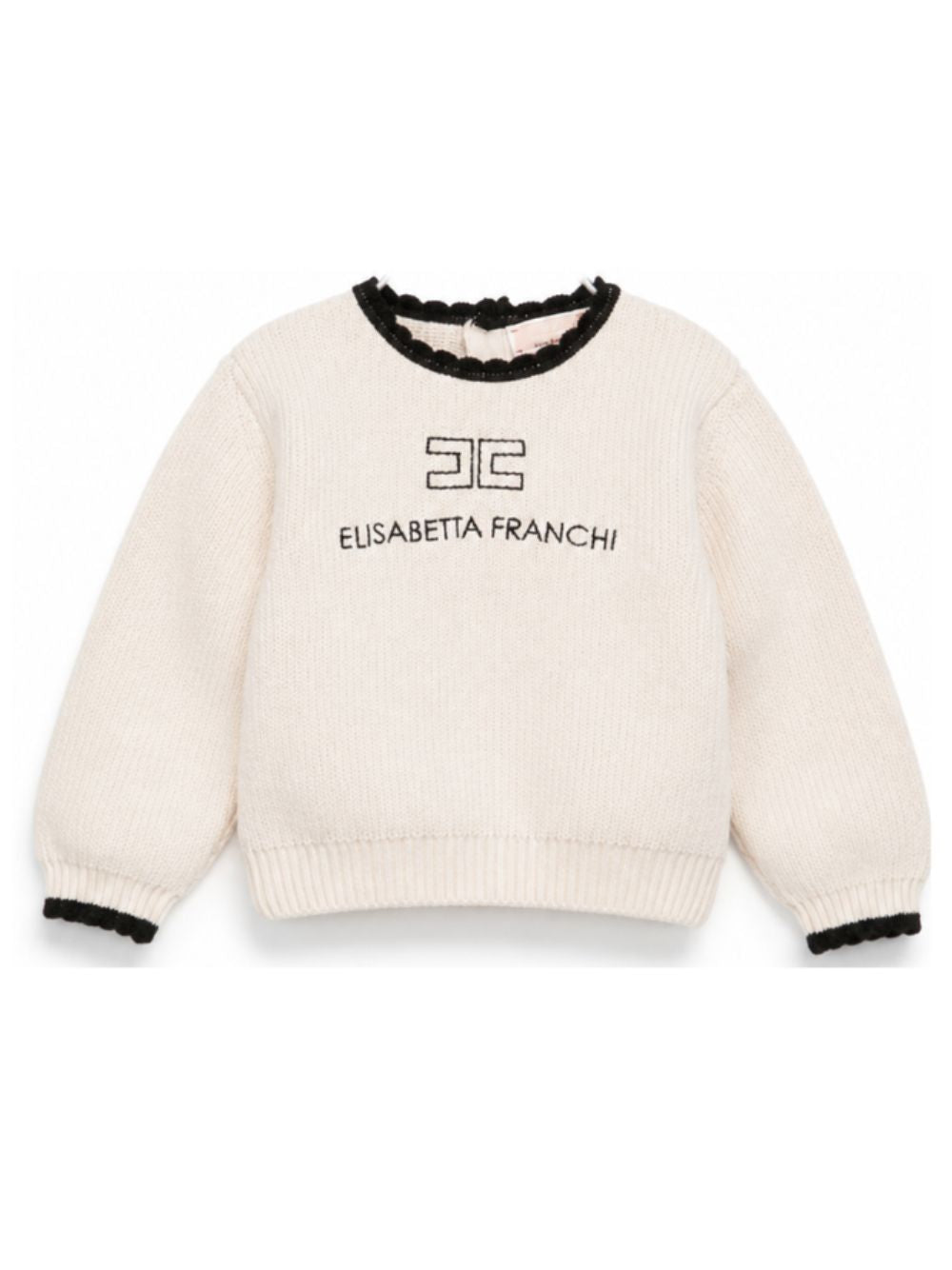 Maglione per neonata Elisabetta Franchi La Mia Bambina beige con ricamo logo sul davanti EGMA060CFL001 0188 ElISABETTA FRANCHI KIDS 