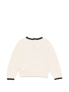 Maglione per neonata Elisabetta Franchi La Mia Bambina beige con ricamo logo sul davanti EGMA060CFL001 0188 ElISABETTA FRANCHI KIDS 