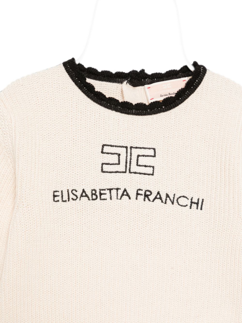 Maglione per neonata Elisabetta Franchi La Mia Bambina beige con ricamo logo sul davanti EGMA060CFL001 0188 ElISABETTA FRANCHI KIDS 