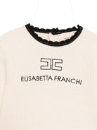 Maglione per neonata Elisabetta Franchi La Mia Bambina beige con ricamo logo sul davanti EGMA060CFL001 0188 ElISABETTA FRANCHI KIDS 