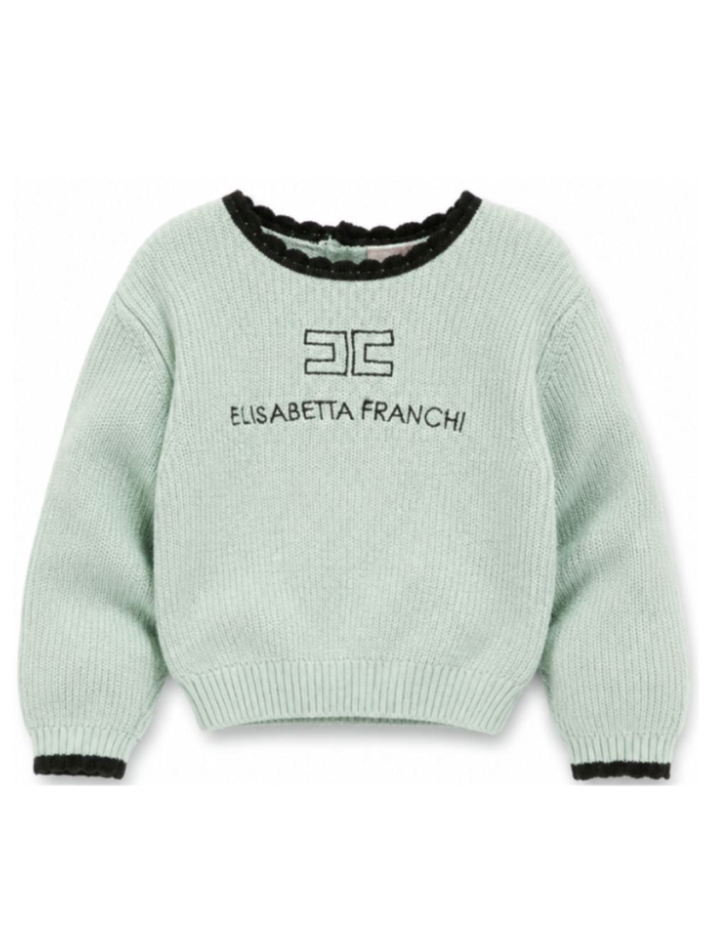 Maglione per neonata Elisabetta Franchi La Mia Bambina verde menta con logo ricamato sul davanti EGMA060CFL001 1090 ElISABETTA FRANCHI KIDS 