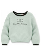 Maglione per neonata Elisabetta Franchi La Mia Bambina verde menta con logo ricamato sul davanti EGMA060CFL001 1090 ElISABETTA FRANCHI KIDS 
